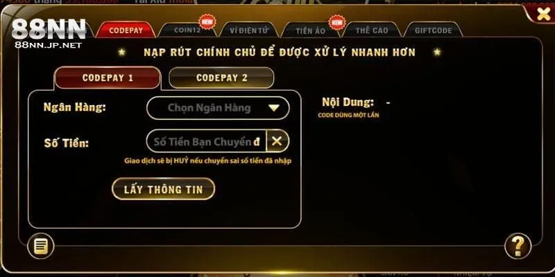 Quy trình nạp rút tiền 88NN có dễ thực hiện?